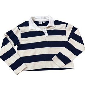 GAP Kids Striped Polo Long Sleeve Shirt Size M (8)